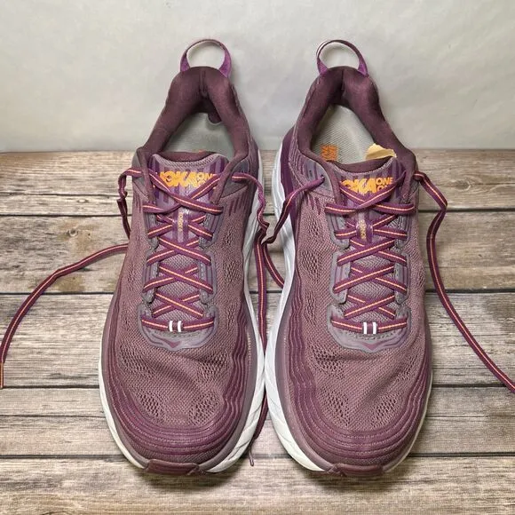 Hoka One One Bondi 6 Running Shoes Womens Size 11 D Wide Purple Orange Athletic