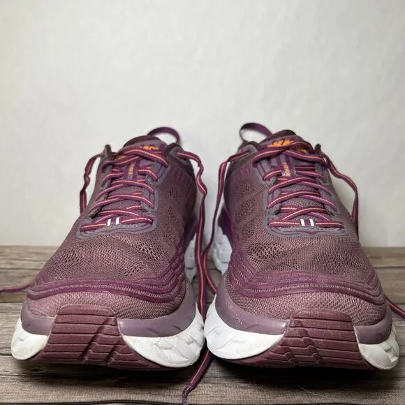 Hoka One One Bondi 6 Running Shoes Womens Size 11 D Wide Purple Orange Athletic