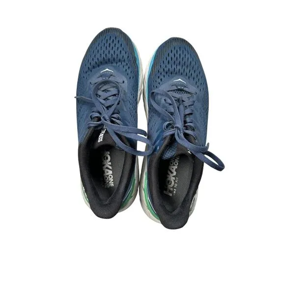 Hoka One One Clifton 7 Shoes Mens Size 9.5 Blue Running Sneakers 1110508 MOAN