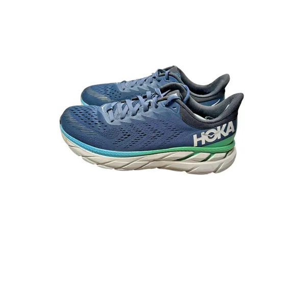 Hoka One One Clifton 7 Shoes Mens Size 9.5 Blue Running Sneakers 1110508 MOAN