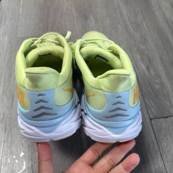 Hoka One One Clifton 8 Men Size 11 D Shoes Yellow Green Running Comfort Sneakers