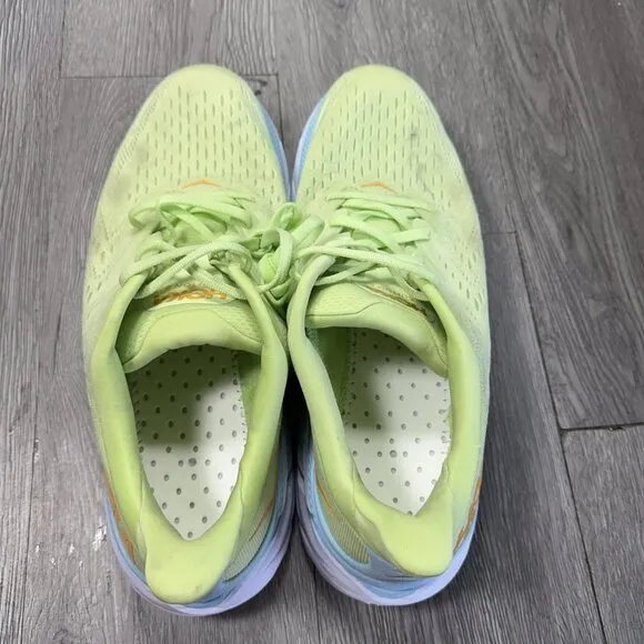 Hoka One One Clifton 8 Men Size 11 D Shoes Yellow Green Running Comfort Sneakers