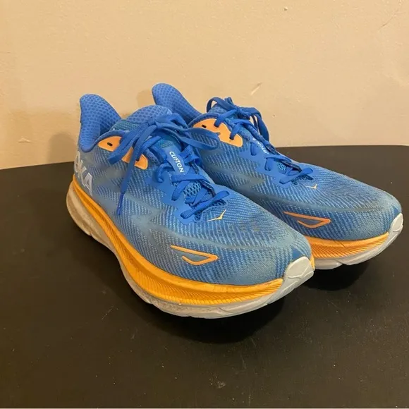 Hoka One One Clifton 9 Mens‎ 10.5D US Blue Running Shoes Sneakers 1127895