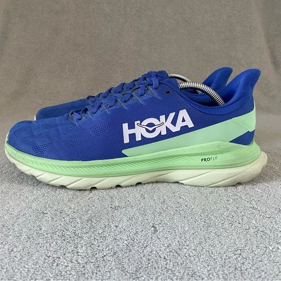 Hoka Shoes Mens 12 Blue Green Mach 4 Running Athletic Sneakers 1113528 DBGA
