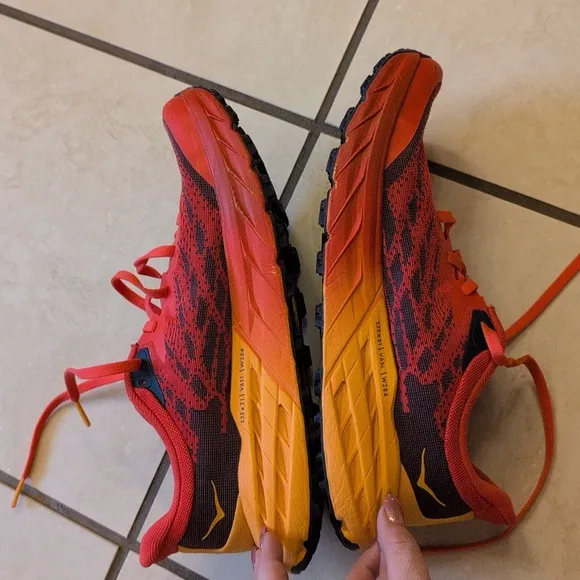 HOKA Speedgoat 5 Red Sneaker Running Shoes Purple Men's Size 8