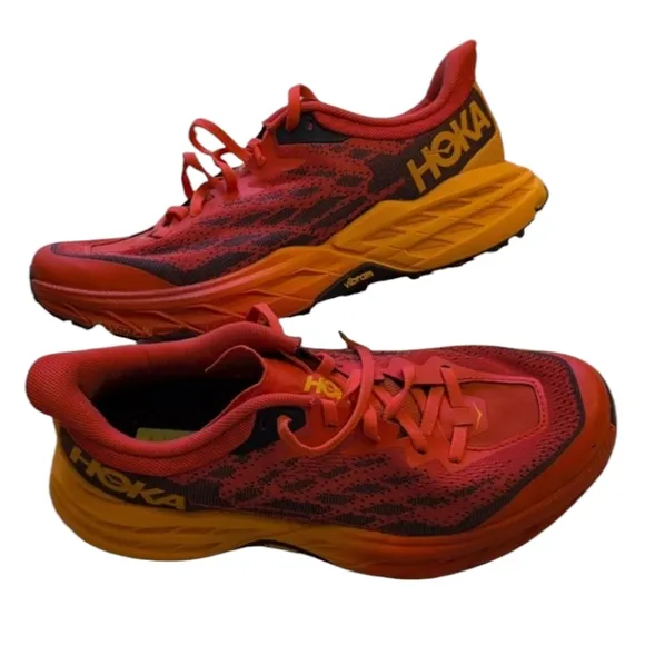 HOKA Speedgoat 5 Red Sneaker Running Shoes Purple Men's Size 8