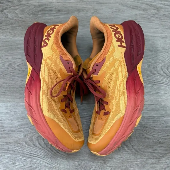 Hoka Speedgoat 5 Shoes Mens 10 Radiant Yellow Orange Trail Running Hiking Vibram