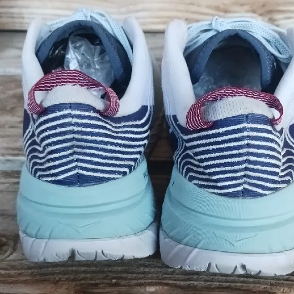 HOKA White and Navy Athletic Shoes