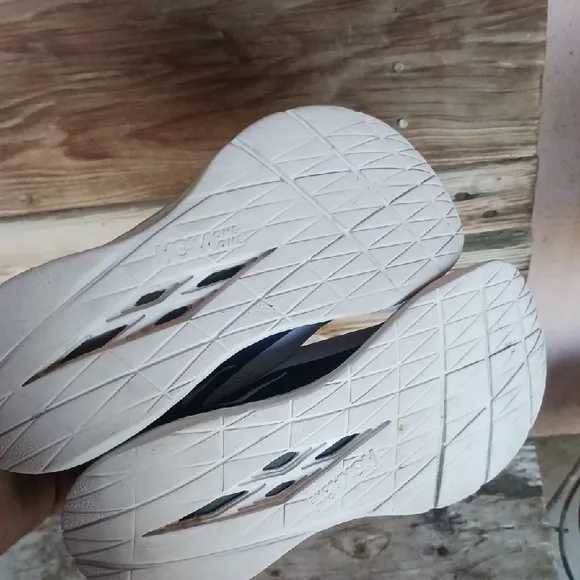 HOKA White and Navy Athletic Shoes