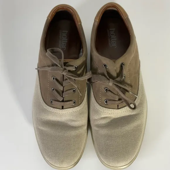 Hotter Comfort Concept Men’s Tan Brown Tie Loafers Size 9.5 Gently Used EUC.