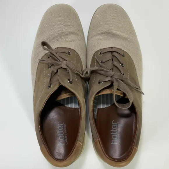 Hotter Comfort Concept Men’s Tan Brown Tie Loafers Size 9.5 Gently Used EUC.