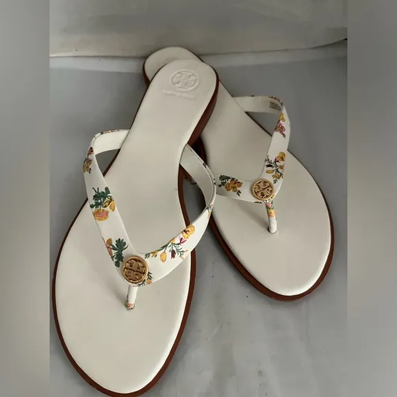 🎉HP🎉 Tory Burch Benton thin strap floral leather flip flop 10