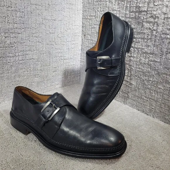 H.S. Trask Men's Size 11M US Black Leather Monk Strap Shoes H2102 001