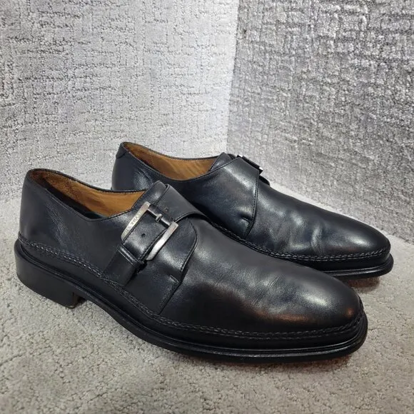 H.S. Trask Men's Size 11M US Black Leather Monk Strap Shoes H2102 001