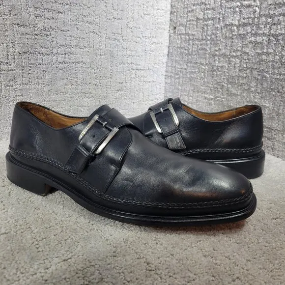 H.S. Trask Men's Size 11M US Black Leather Monk Strap Shoes H2102 001