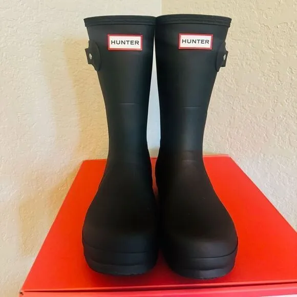 HUNTER Men's Original Short Waterproof Rain Boot, Rubber Black, Size 12, NWT