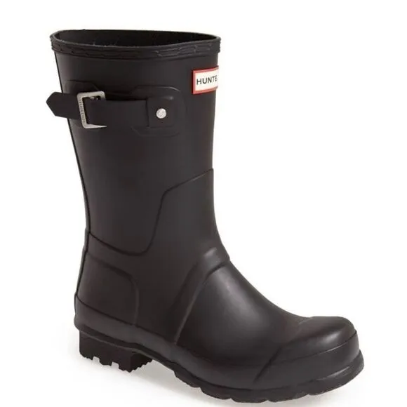 HUNTER Men's Original Short Waterproof Rain Boot, Rubber Black, Size 12, NWT