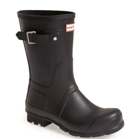 HUNTER Men's Short Original Waterproof Rain Boot, Rubber Black, Size 12, NWT