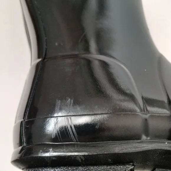 Hunter Original Gloss Wellington Black Rain Boots Kids Youth Size 2B/3G