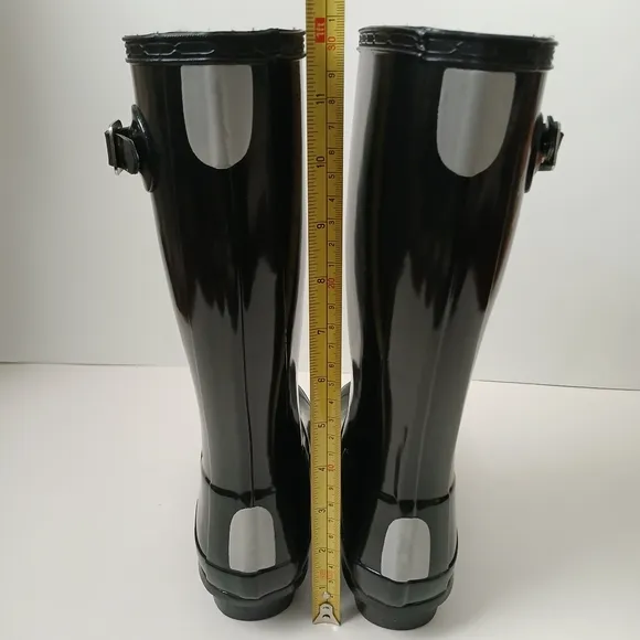 Hunter Original Gloss Wellington Black Rain Boots Kids Youth Size 2B/3G