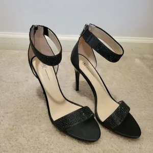 INC Black ankle strap sequin shoes
