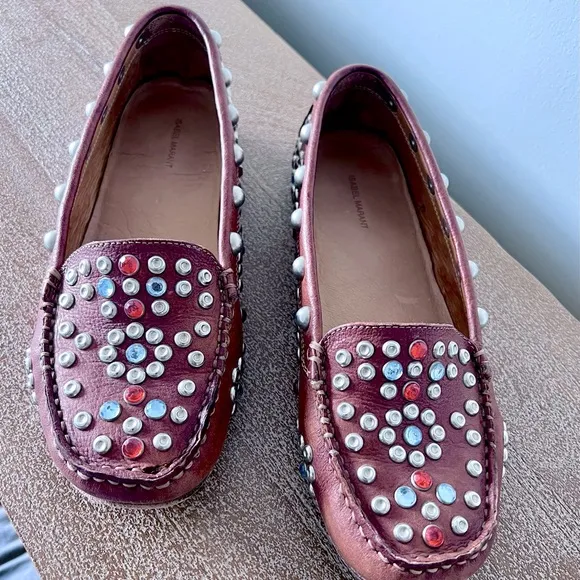 Isabel Marant Studded Leather Loafers Sz 38