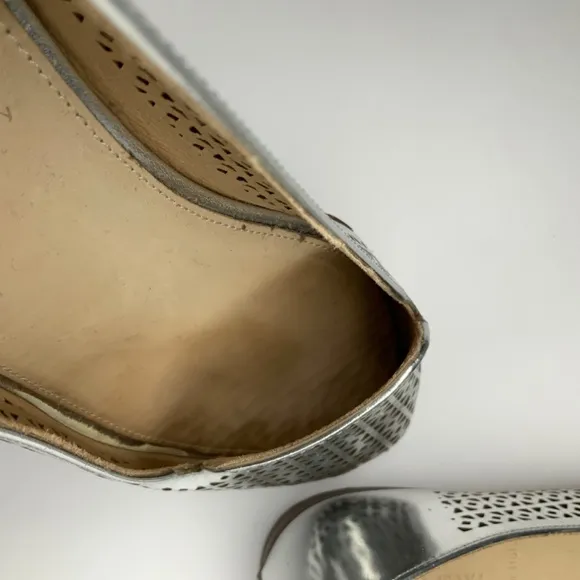 J. Crew Cleo Silver Mirror Perforated Loafers | 7