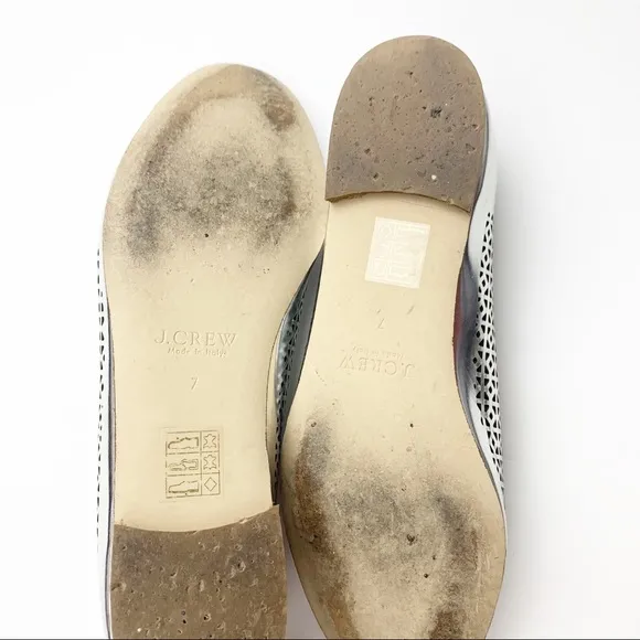 J. Crew Cleo Silver Mirror Perforated Loafers | 7