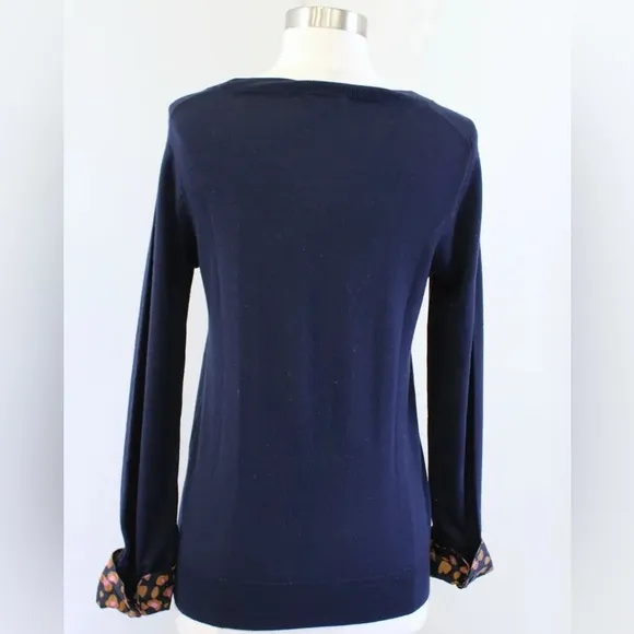 J. Crew Tippi Merino Wool Sweater Leopard French Cuffs Long Sleeves Crewneck