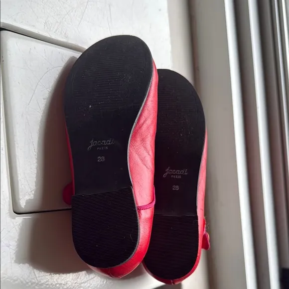 Jacadi Red and Pink Dress Shoes with Floral Accent