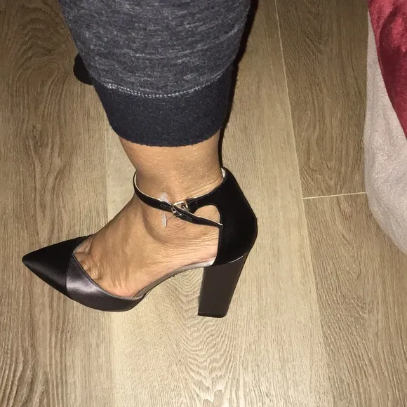 JCREW MADE IN ITALY SATIN ANKLE STRAP GRAY N BLACK NWT PUMPS SIZE 8.5