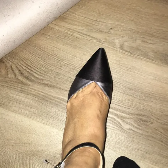 JCREW MADE IN ITALY SATIN ANKLE STRAP GRAY N BLACK NWT PUMPS SIZE 8.5