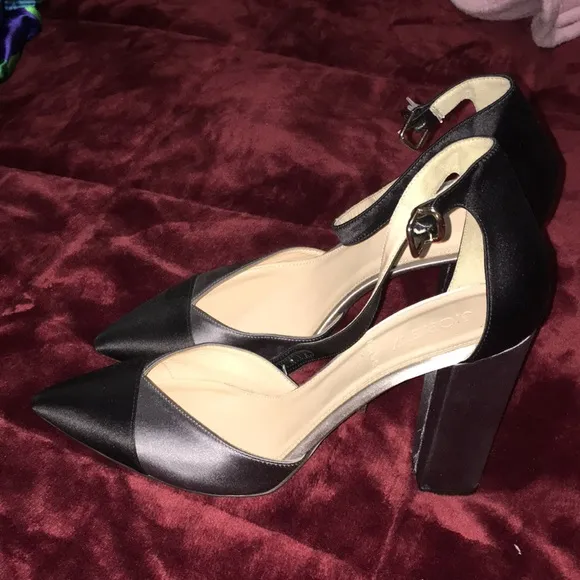 JCREW MADE IN ITALY SATIN ANKLE STRAP GRAY N BLACK NWT PUMPS SIZE 8.5