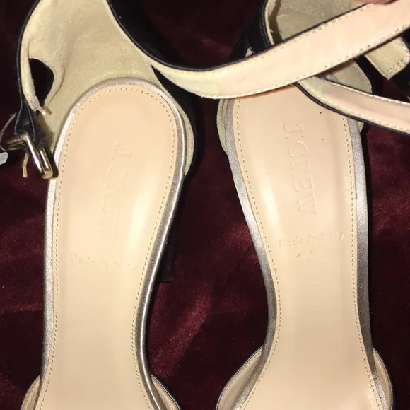 JCREW MADE IN ITALY SATIN ANKLE STRAP GRAY N BLACK NWT PUMPS SIZE 8.5