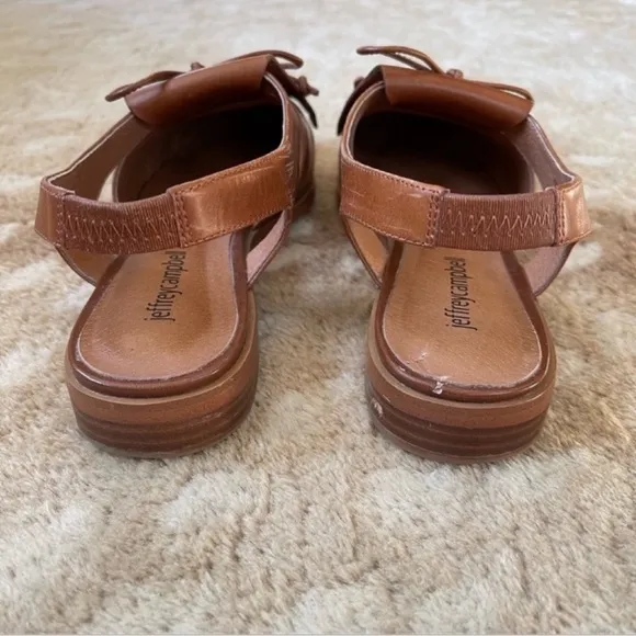 Jeffrey Campbell Oxbridge Cutout Slingback Leather Loafer In Tan Lizard Size 7