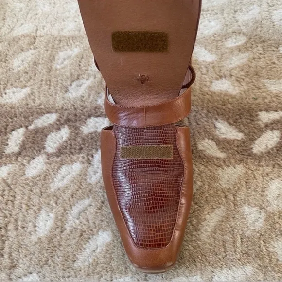 Jeffrey Campbell Oxbridge Cutout Slingback Leather Loafer In Tan Lizard Size 7