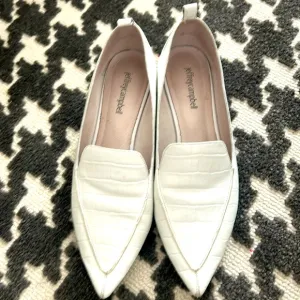 Jeffrey Campbell White crocodile Viona Loafers/Slip on Shoes-Size 9