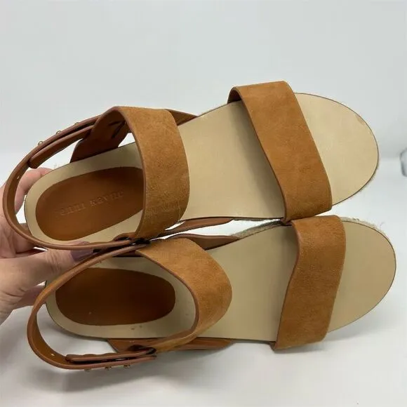 Jenni Kayne Women's Brown Tan Suede Slingback Espadrille Sandals Brown Size 41