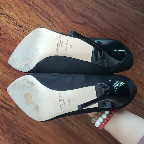 Jimmy Choo Black Suede Leather Women's Pumps Shoes Size 41