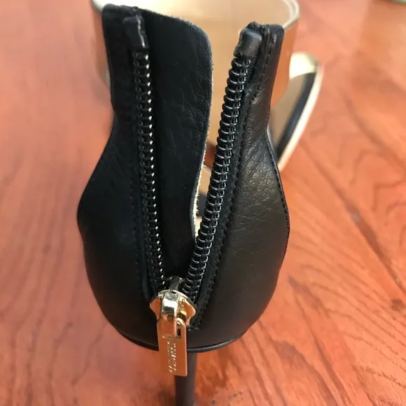 Jimmy Choo Gold and Black Ankle Strap Heels