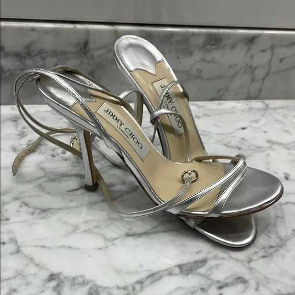 Jimmy Choo Silver Strappy Sandals