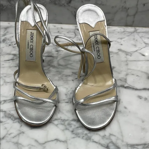 Jimmy Choo Silver Strappy Sandals