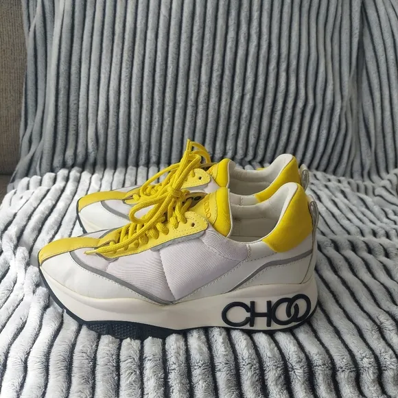 Jimmy Choo Yellow And White Women Sneakers