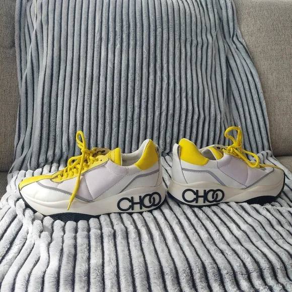 Jimmy Choo Yellow And White Women Sneakers