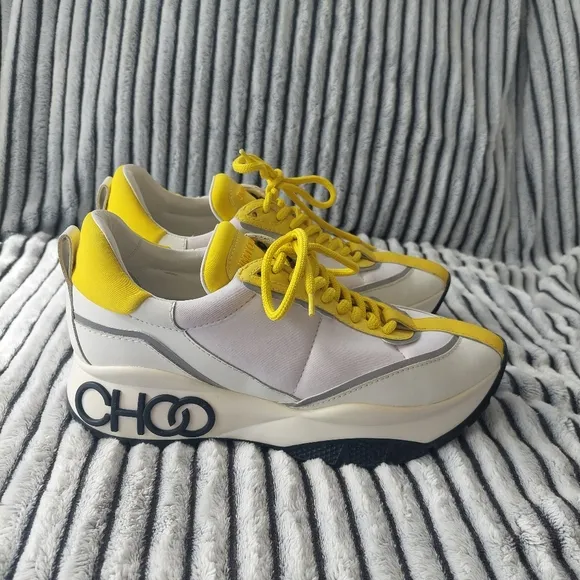 Jimmy Choo Yellow And White Women Sneakers