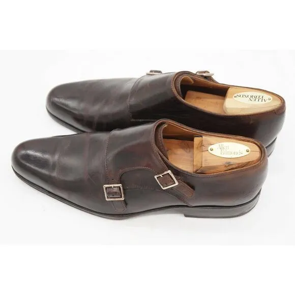 JOHN FLUEVOG Mens 205 PINE Twin Turbines Double Brown leather Monk Strap SZ 8
