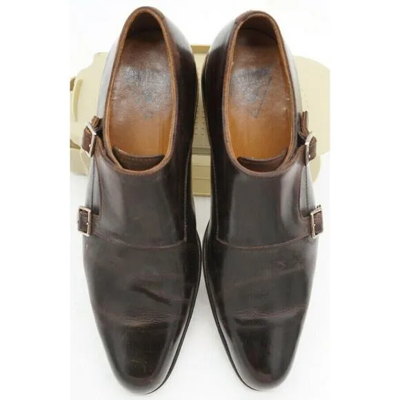 JOHN FLUEVOG Mens 205 PINE Twin Turbines Double Brown leather Monk Strap SZ 8