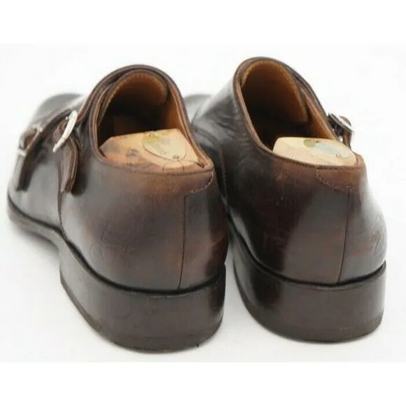 JOHN FLUEVOG Mens 205 PINE Twin Turbines Double Brown leather Monk Strap SZ 8