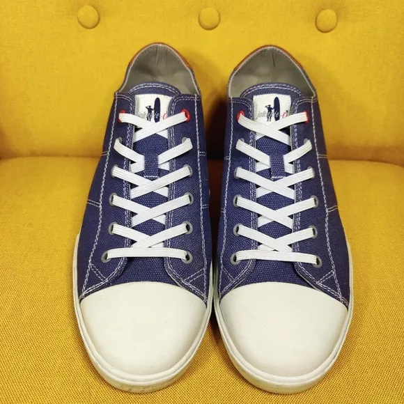 Johnnie-O Mens Sailaway Navy White Canvas Sneaker Casual Men's Shoe Size 12M