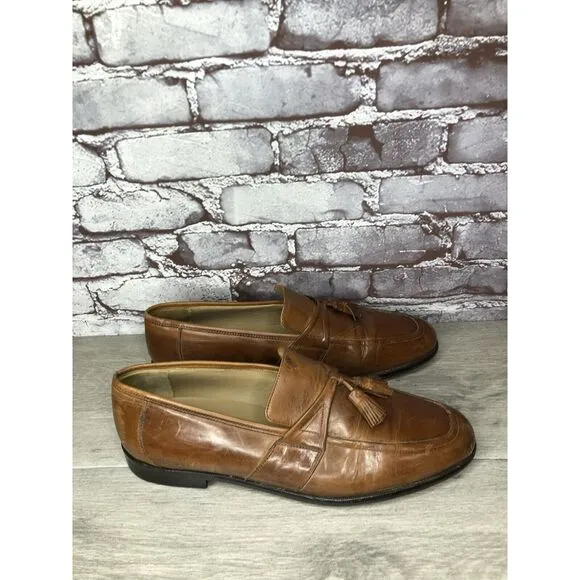 Johnston &amp; Murphy Brown Leather Tassel Loafers Dress Shoes Men’s Sz 11M US/44EU